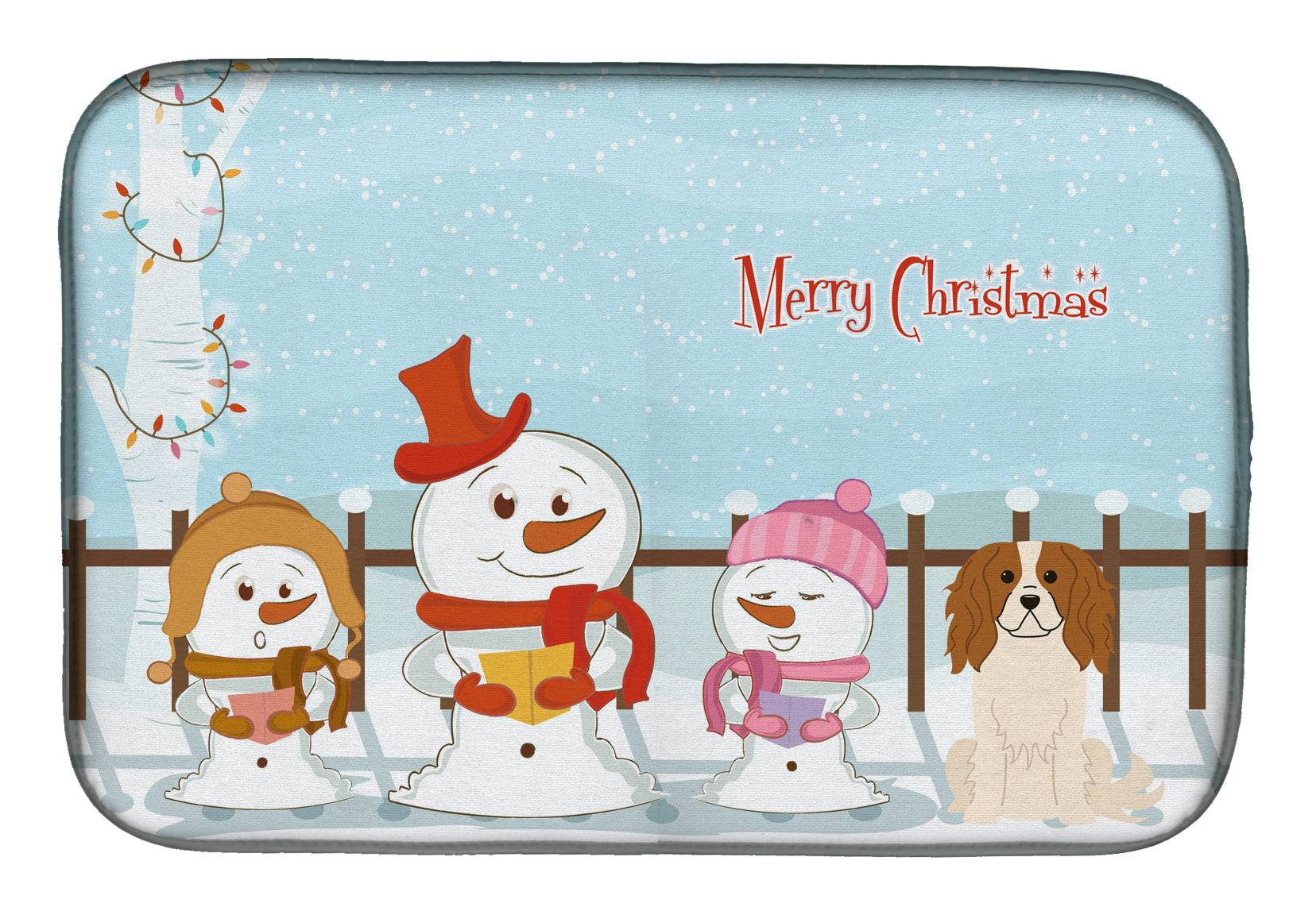 Merry Christmas Carolers Cavalier Spaniel Dish Drying Mat BB2389DDM  the-store.com.