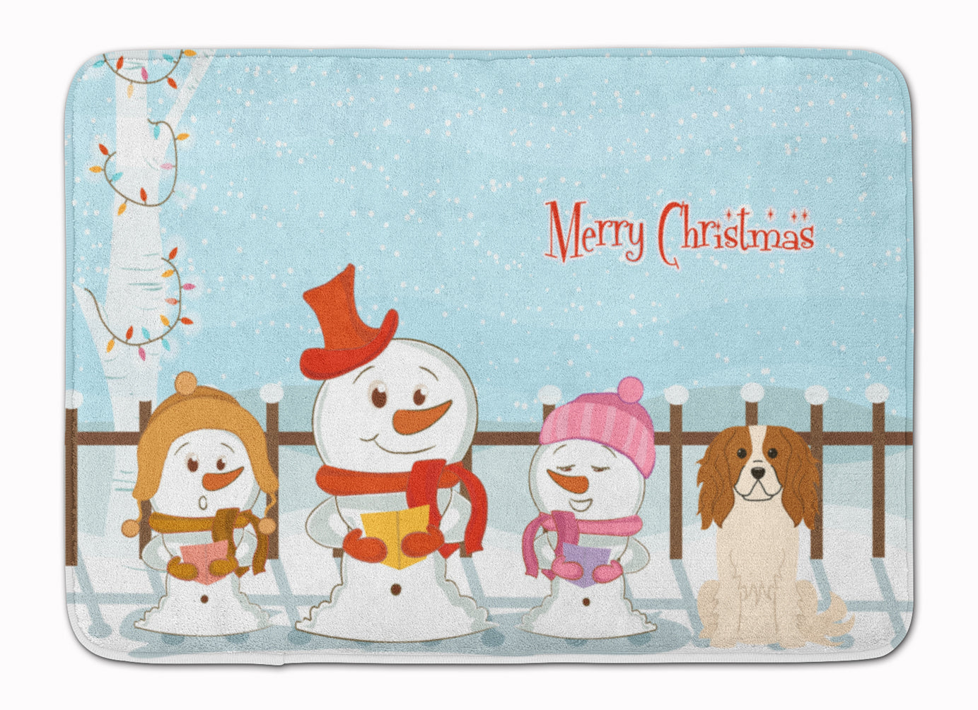 Merry Christmas Carolers Cavalier Spaniel Machine Washable Memory Foam Mat BB2389RUG - the-store.com