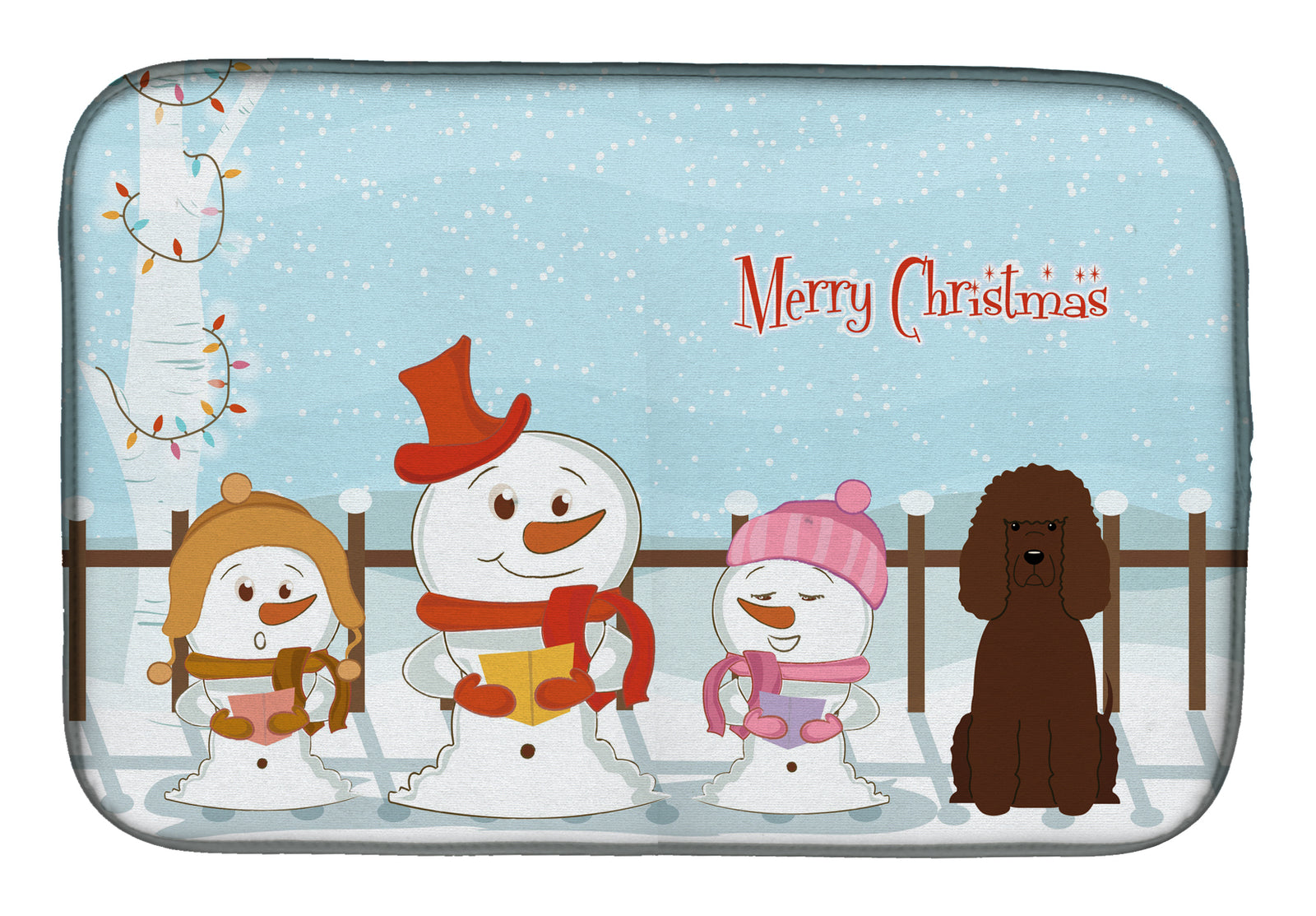 Merry Christmas Carolers Irish Water Spaniel Dish Drying Mat BB2394DDM  the-store.com.