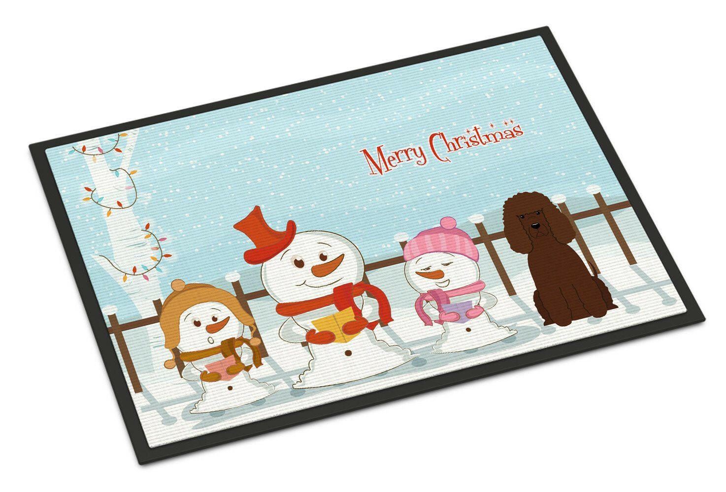 Merry Christmas Carolers Irish Water Spaniel Indoor or Outdoor Mat 24x36 BB2394JMAT - the-store.com