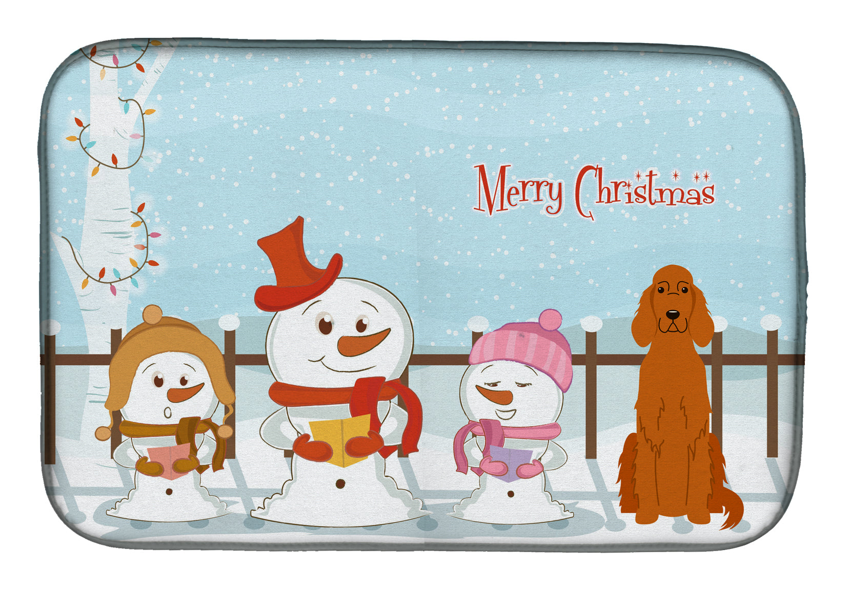 Merry Christmas Carolers Irish Setter Dish Drying Mat BB2395DDM  the-store.com.