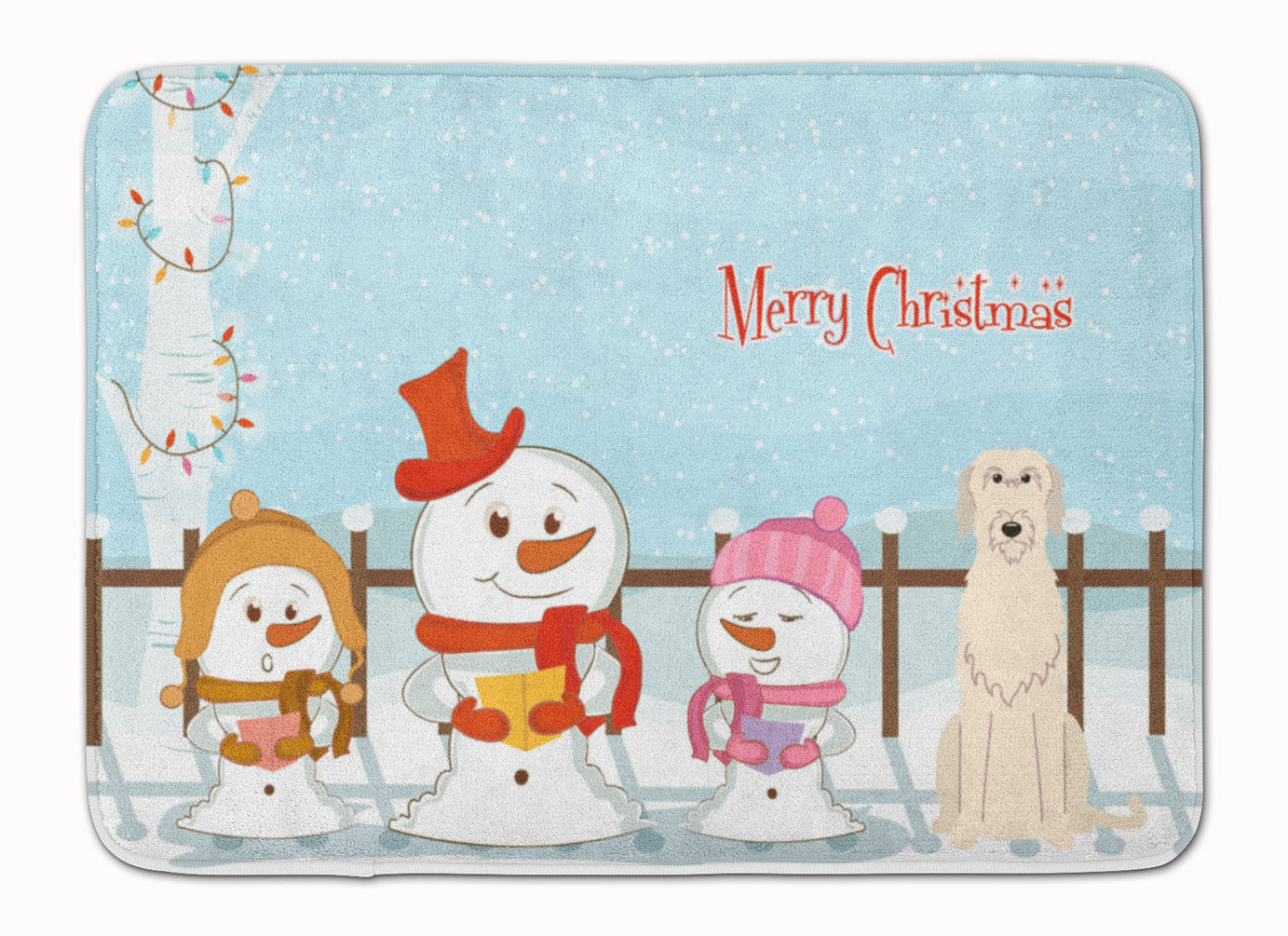 Merry Christmas Carolers Irish Wolfhound Machine Washable Memory Foam Mat BB2396RUG - the-store.com