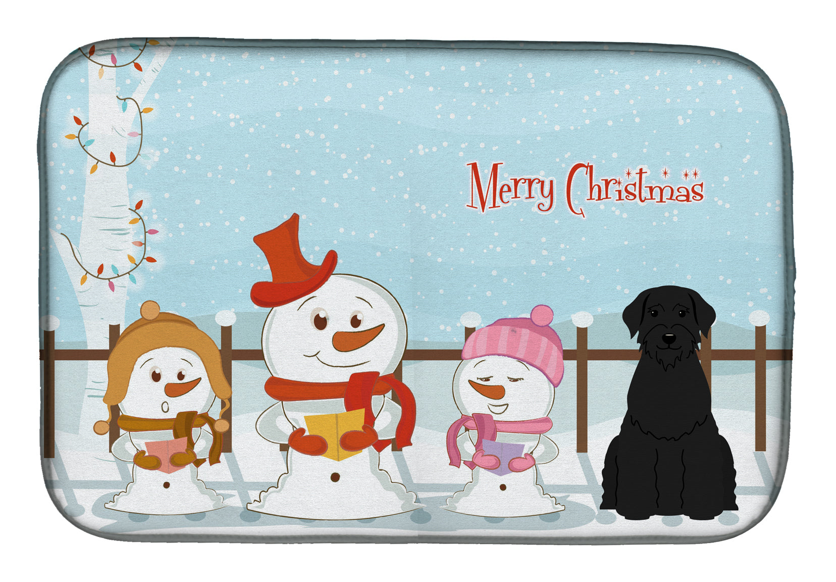 Merry Christmas Carolers Giant Schnauzer Dish Drying Mat BB2397DDM  the-store.com.