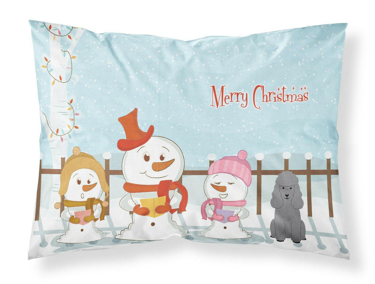 Merry Christmas Carolers Poodle Silver Fabric Standard Pillowcase BB2399PILLOWCASE by Caroline&#39;s Treasures