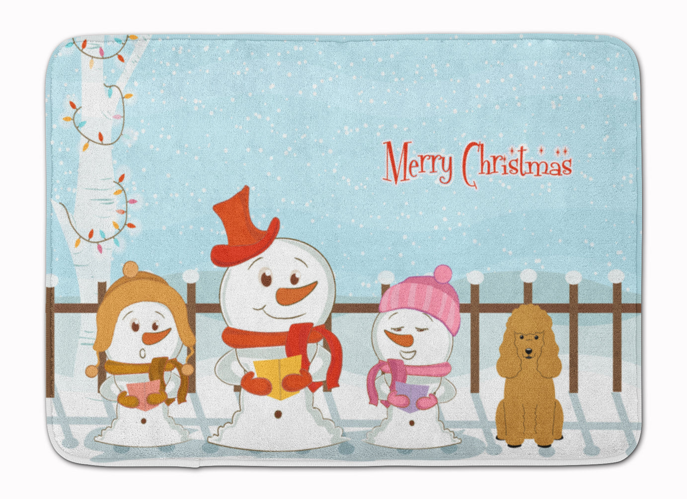 Merry Christmas Carolers Poodle Tan Machine Washable Memory Foam Mat BB2400RUG - the-store.com