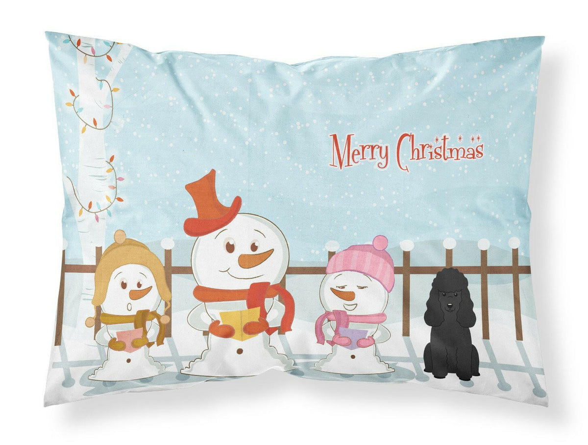 Merry Christmas Carolers Poodle Black Fabric Standard Pillowcase BB2402PILLOWCASE by Caroline&#39;s Treasures