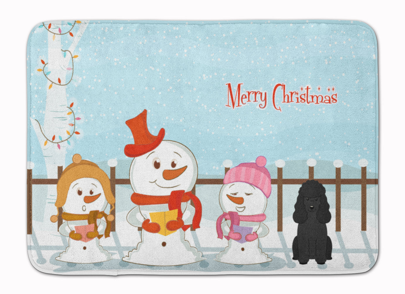 Merry Christmas Carolers Poodle Black Machine Washable Memory Foam Mat BB2402RUG - the-store.com