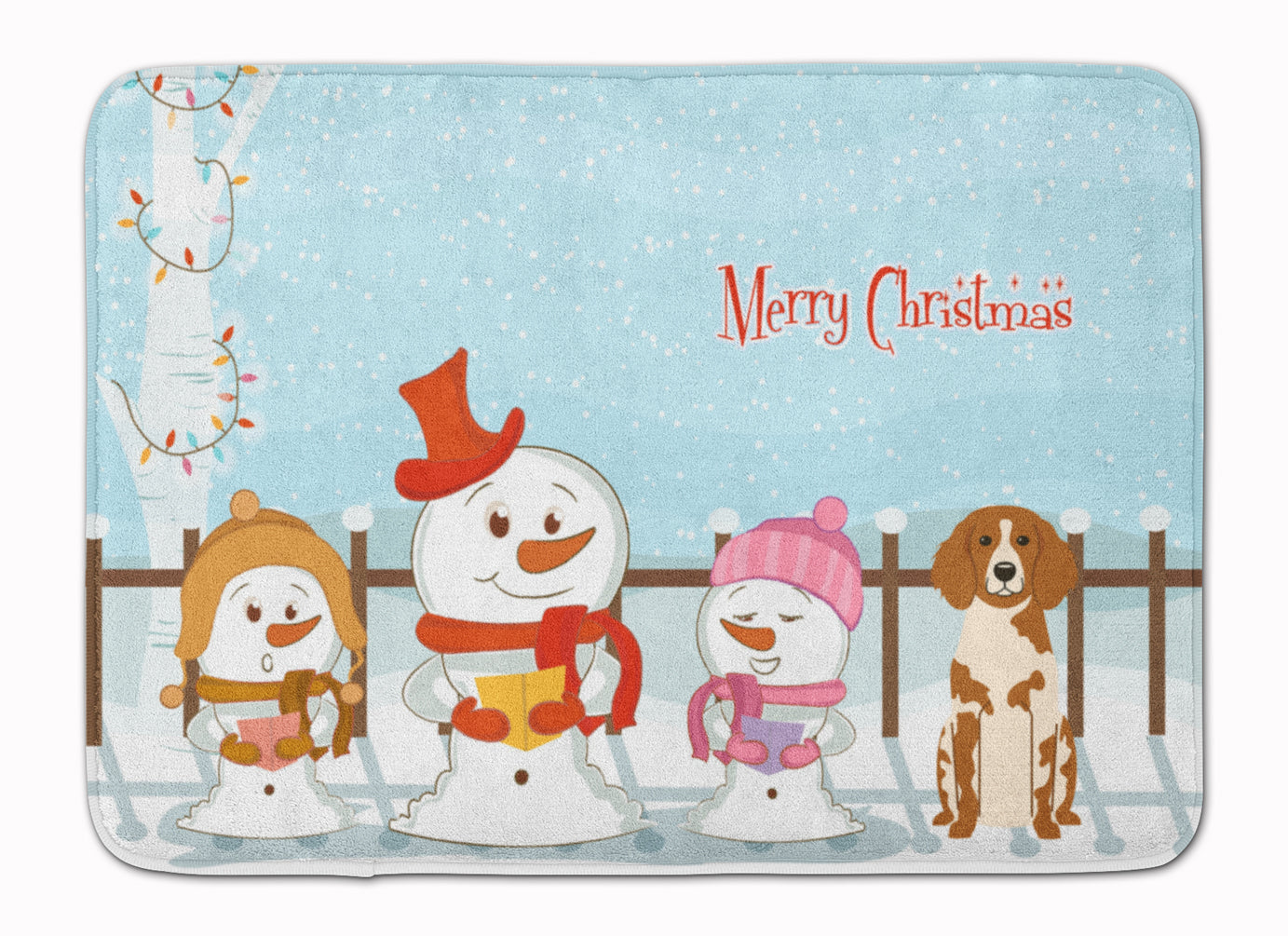 Merry Christmas Carolers Brittany Spaniel Machine Washable Memory Foam Mat BB2403RUG - the-store.com