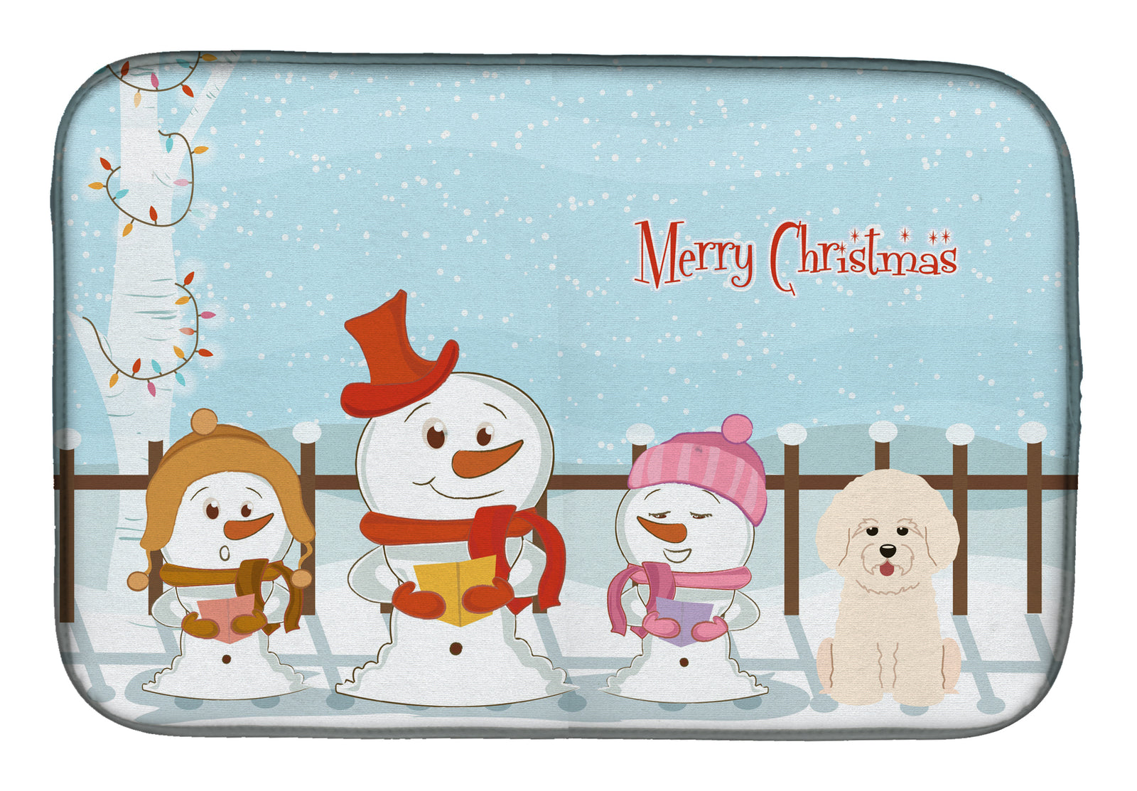 Merry Christmas Carolers Bichon Frise Dish Drying Mat BB2406DDM  the-store.com.