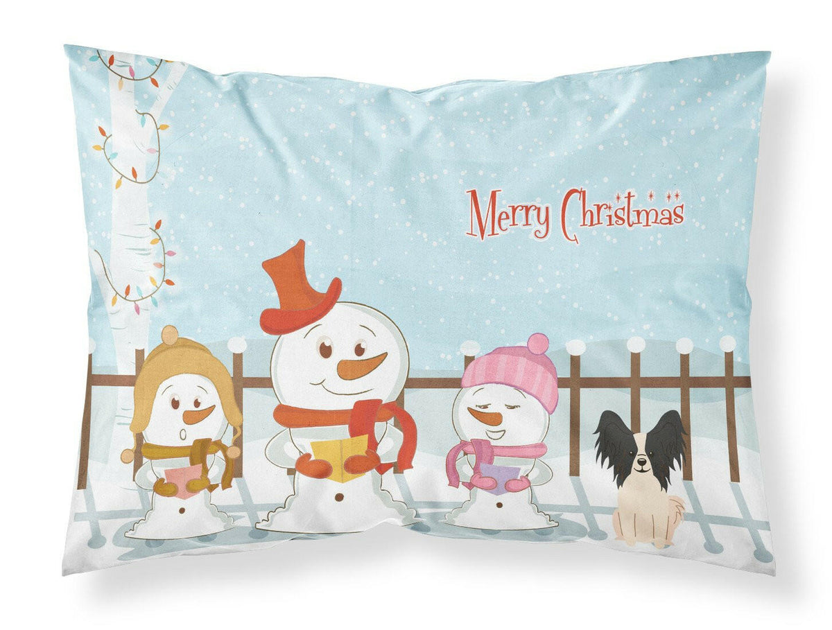 Merry Christmas Carolers Papillon Black White Fabric Standard Pillowcase BB2407PILLOWCASE by Caroline&#39;s Treasures