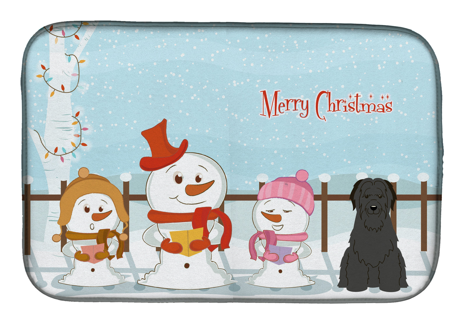 Merry Christmas Carolers Briard Black Dish Drying Mat BB2412DDM  the-store.com.