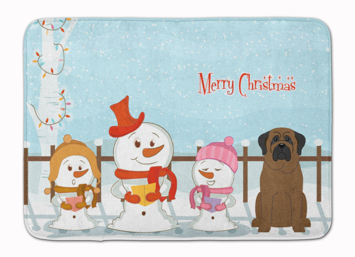 Merry Christmas Carolers Bullmastiff Machine Washable Memory Foam Mat BB2415RUG - the-store.com