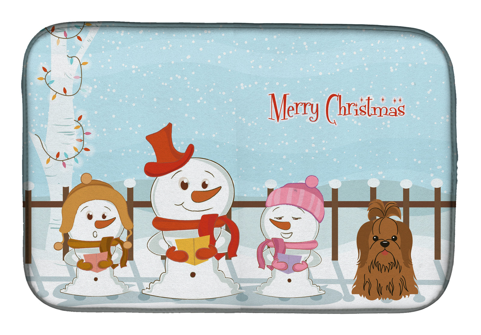 Merry Christmas Carolers Shih Tzu Chocolate Dish Drying Mat BB2417DDM  the-store.com.