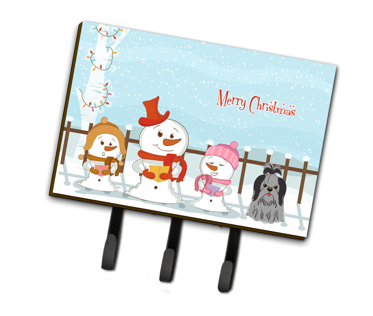 Merry Christmas Carolers Shih Tzu Black Silver Leash or Key Holder BB2420TH68  the-store.com.