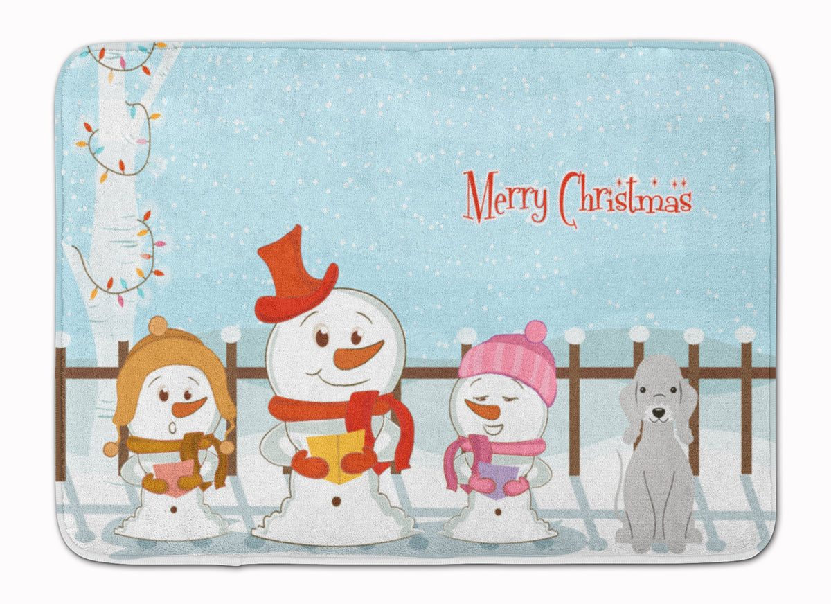 Merry Christmas Carolers Bedlington Terrier Blue Machine Washable Memory Foam Mat BB2421RUG - the-store.com