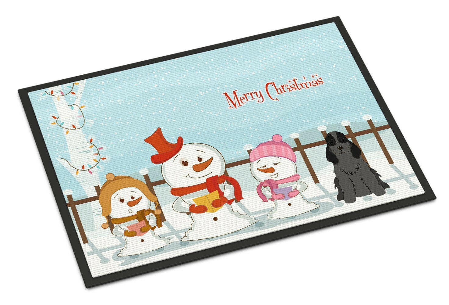 Merry Christmas Carolers Cocker Spaniel Black Indoor or Outdoor Mat 24x36 BB2423JMAT - the-store.com