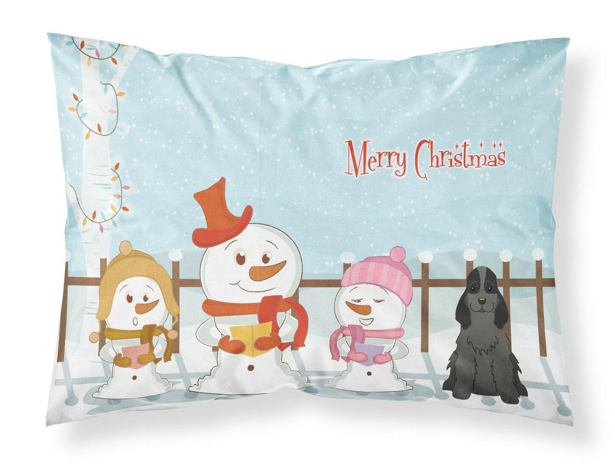 Merry Christmas Carolers Cocker Spaniel Black Fabric Standard Pillowcase BB2423PILLOWCASE by Caroline&#39;s Treasures