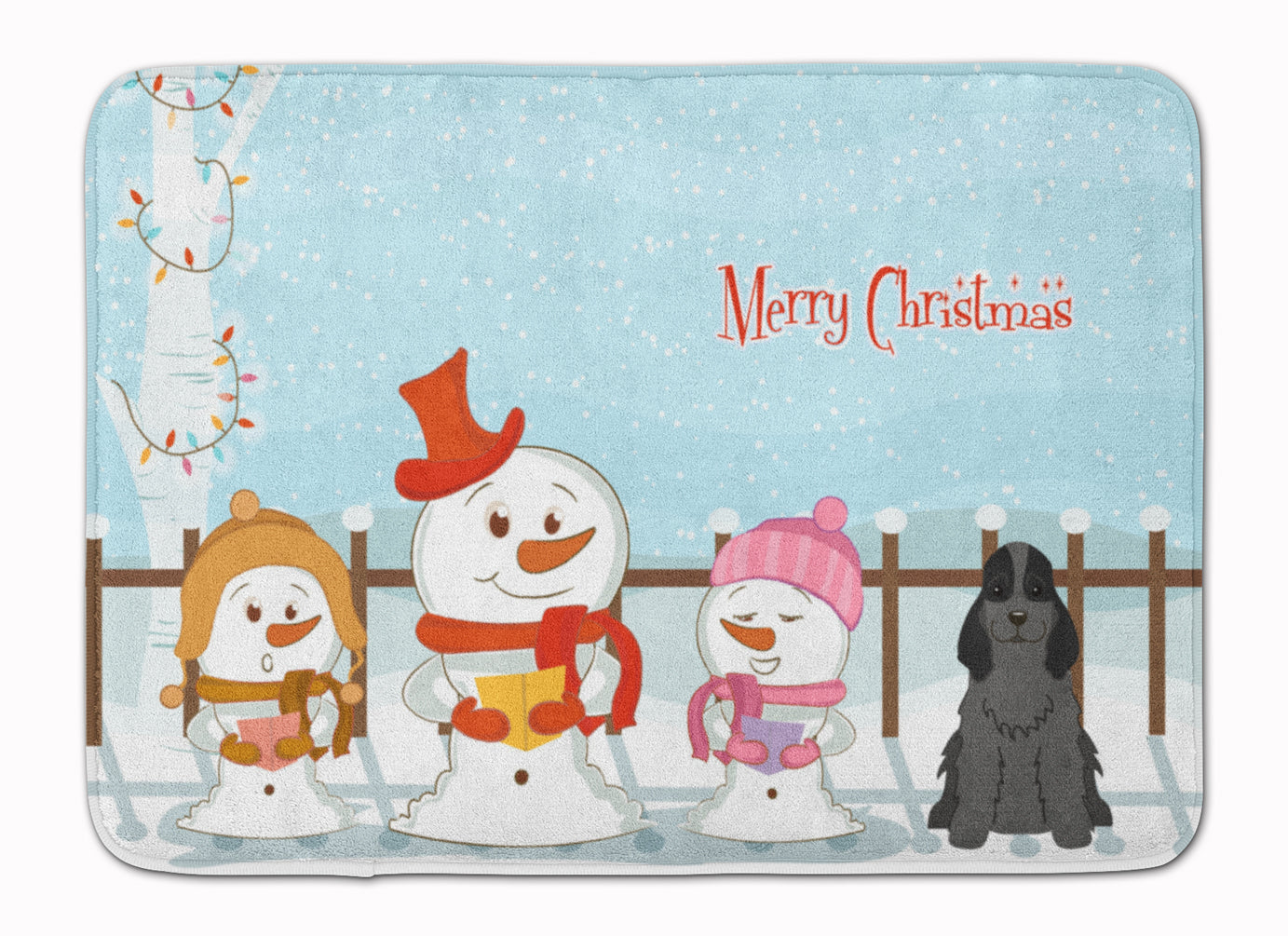 Merry Christmas Carolers Cocker Spaniel Black Machine Washable Memory Foam Mat BB2423RUG - the-store.com