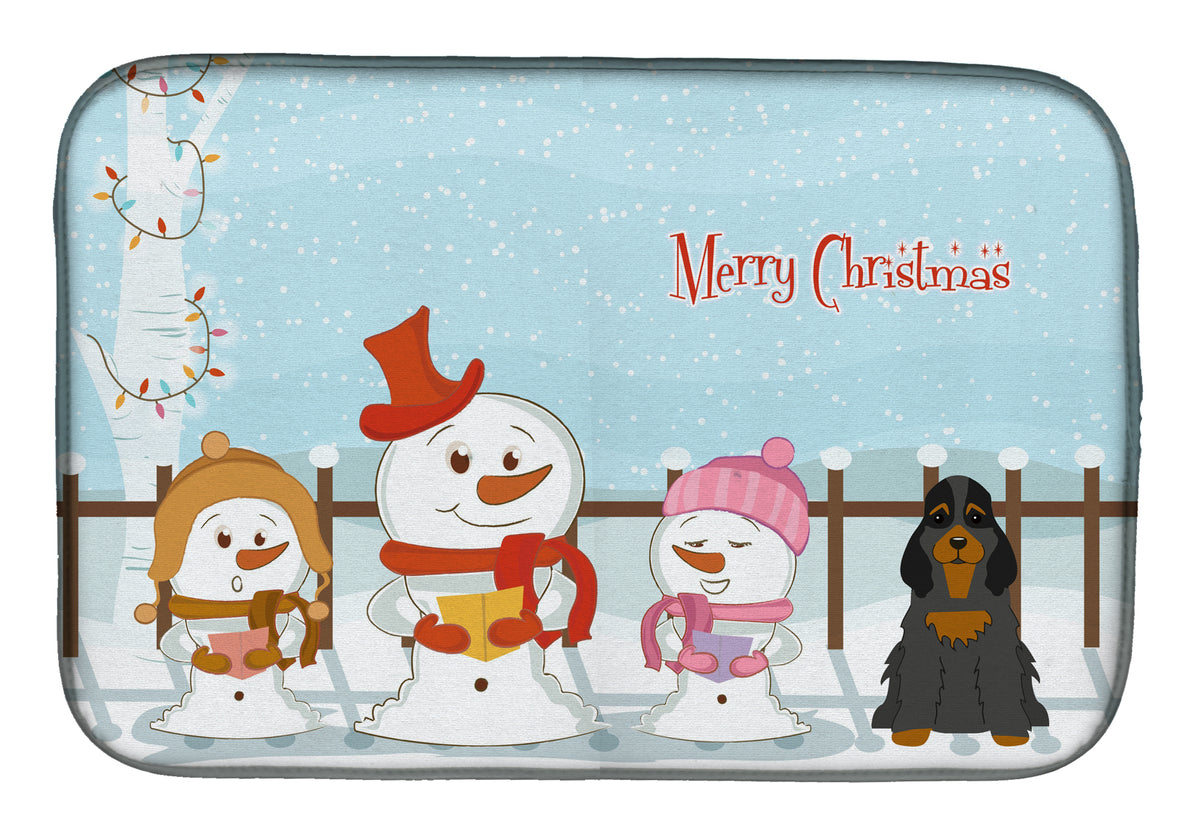 Merry Christmas Carolers Cocker Spaniel Black Tan Dish Drying Mat BB2424DDM  the-store.com.