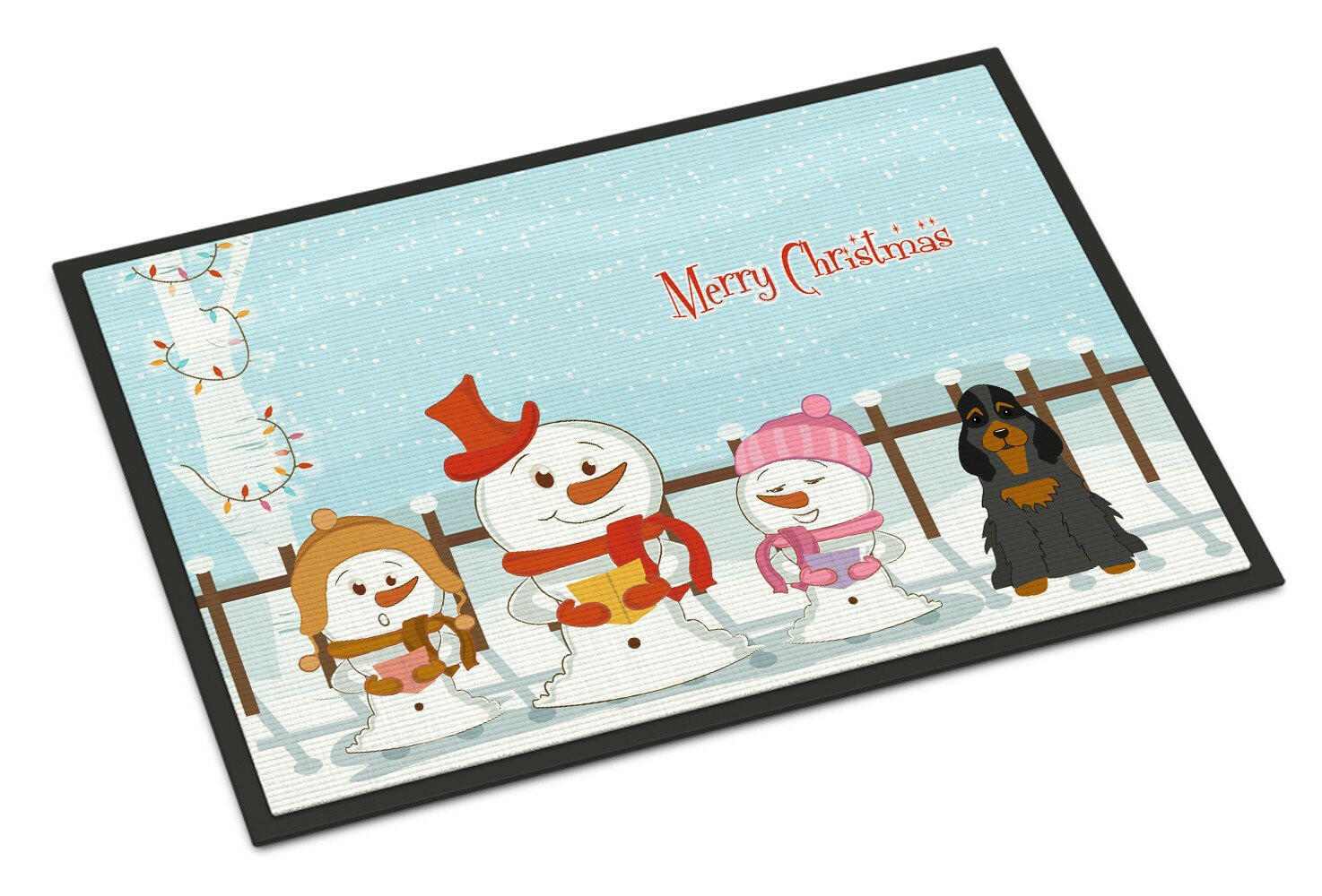 Merry Christmas Carolers Cocker Spaniel Black Tan Indoor or Outdoor Mat 24x36 BB2424JMAT - the-store.com