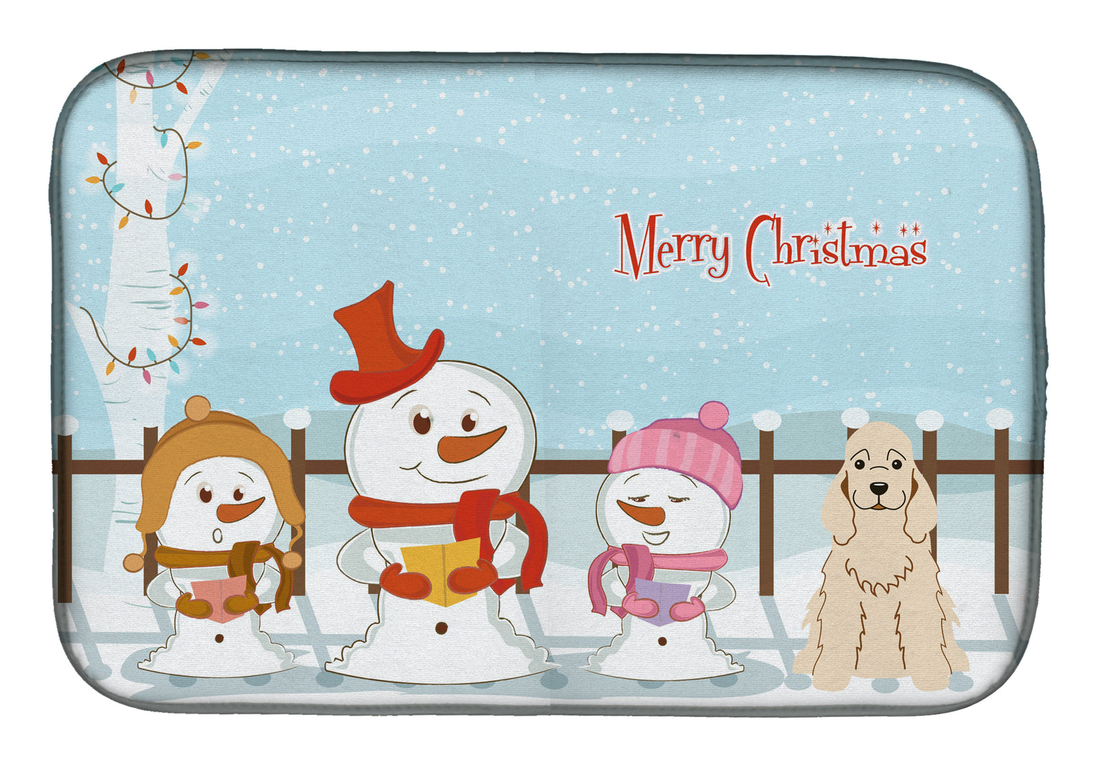 Merry Christmas Carolers Cocker Spaniel Buff Dish Drying Mat BB2425DDM  the-store.com.