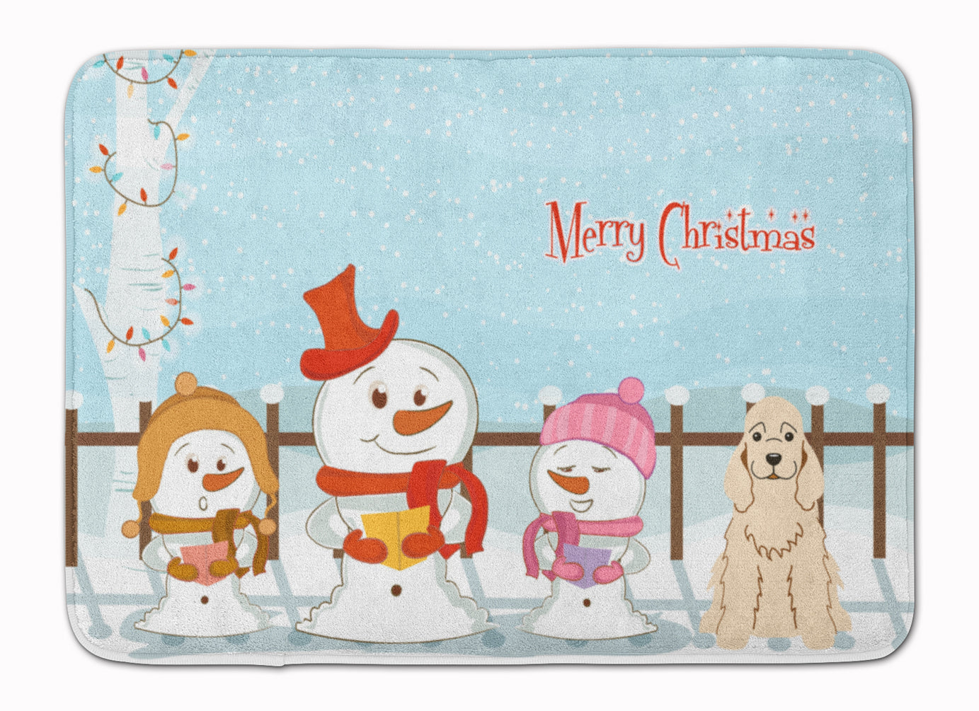 Merry Christmas Carolers Cocker Spaniel Buff Machine Washable Memory Foam Mat BB2425RUG - the-store.com