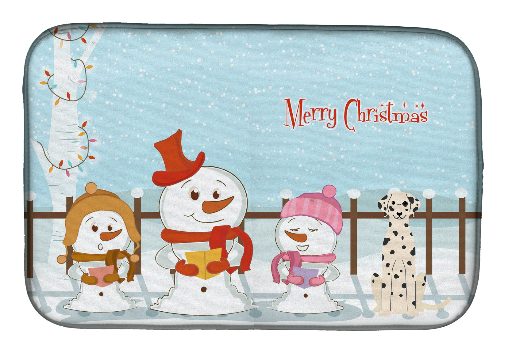 Merry Christmas Carolers Dalmatian Dish Drying Mat BB2428DDM  the-store.com.