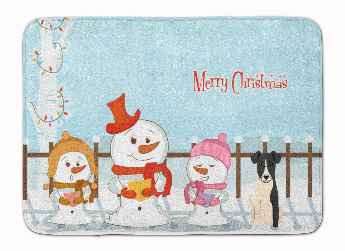 Merry Christmas Carolers Smooth Fox Terrier Machine Washable Memory Foam Mat BB2429RUG - the-store.com