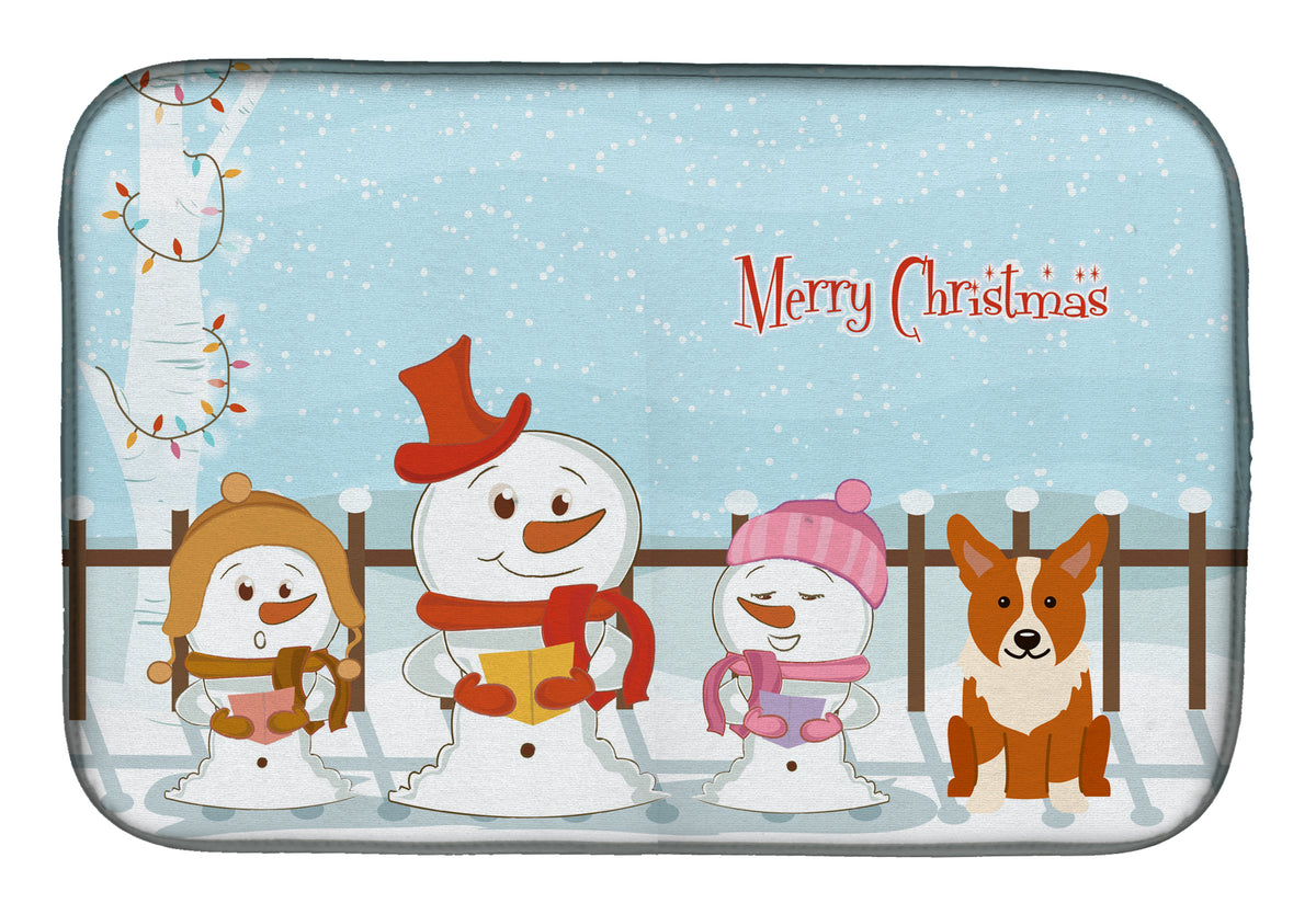 Merry Christmas Carolers Corgi Dish Drying Mat BB2431DDM  the-store.com.