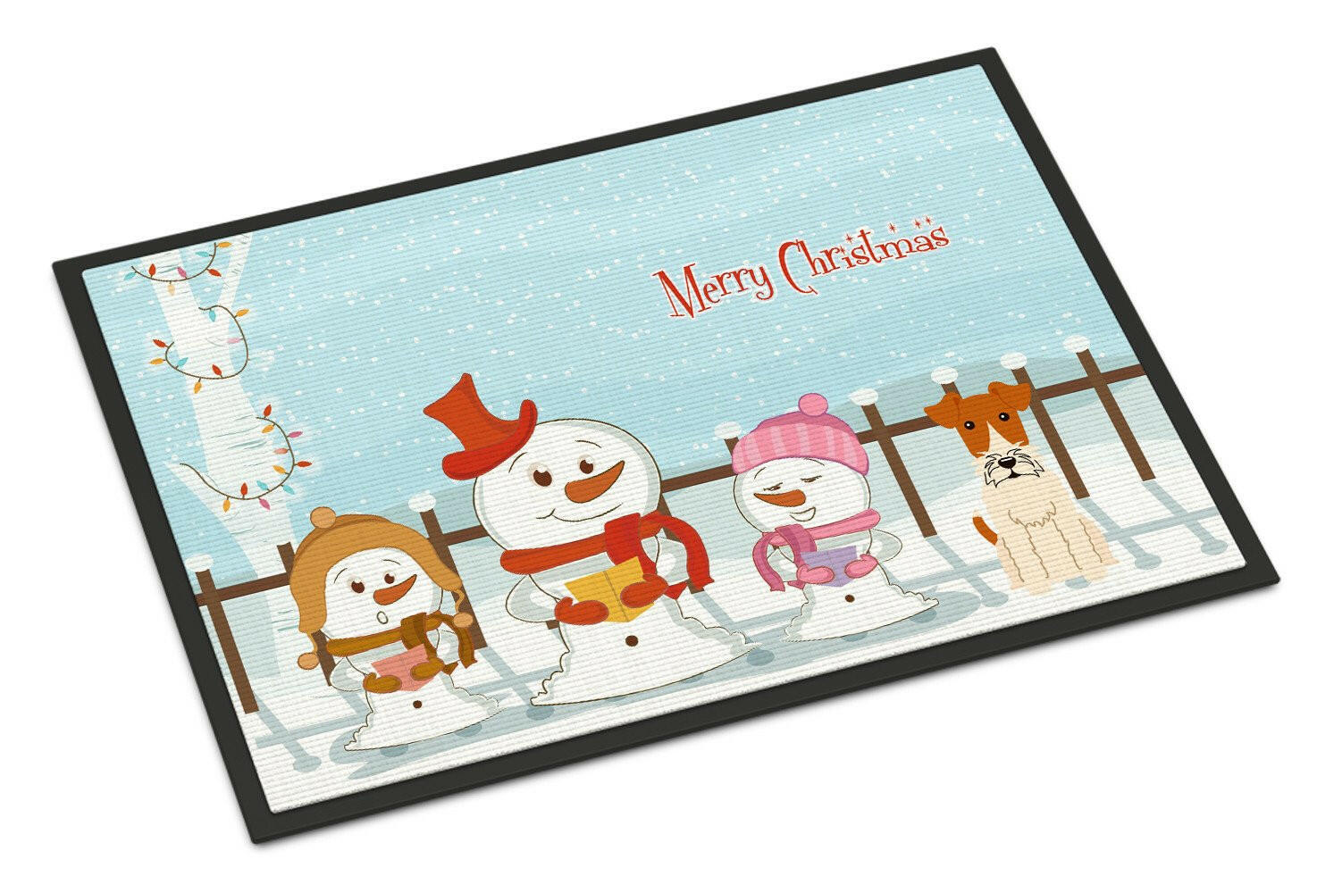 Merry Christmas Carolers Wire Fox Terrier Indoor or Outdoor Mat 24x36 BB2432JMAT - the-store.com