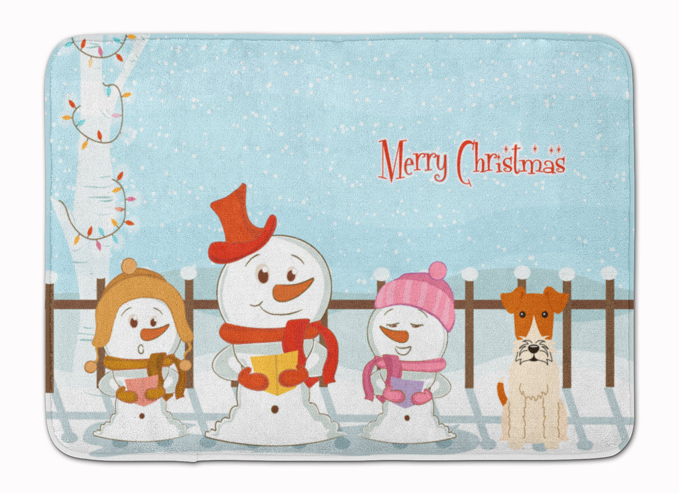 Merry Christmas Carolers Wire Fox Terrier Machine Washable Memory Foam Mat BB2432RUG - the-store.com