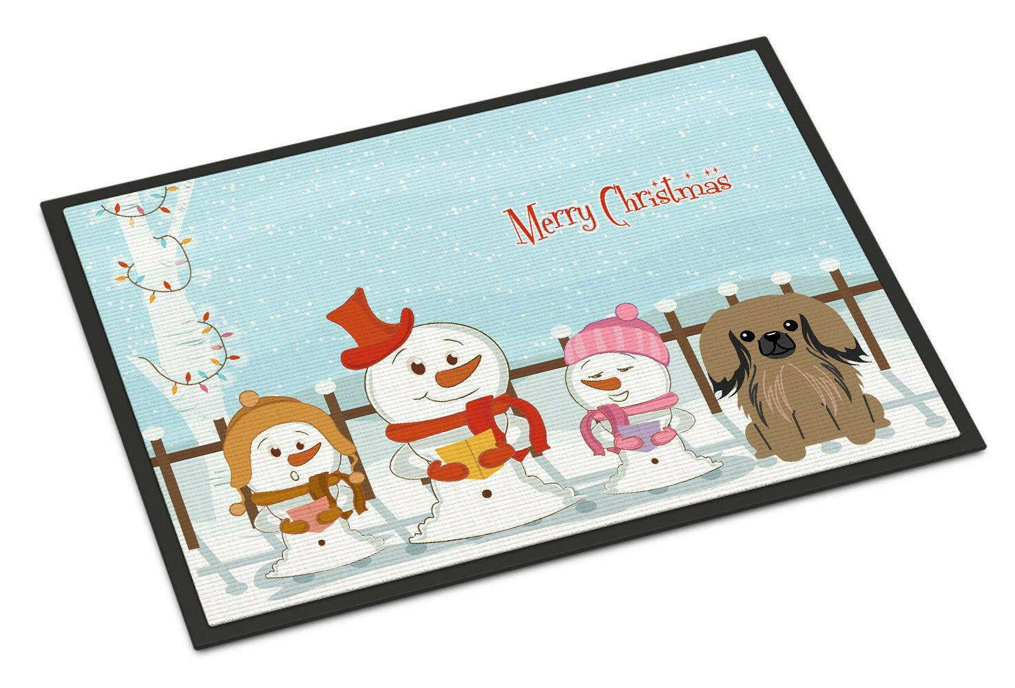 Merry Christmas Carolers Pekingnese Tan Indoor or Outdoor Mat 18x27 BB2433MAT - the-store.com