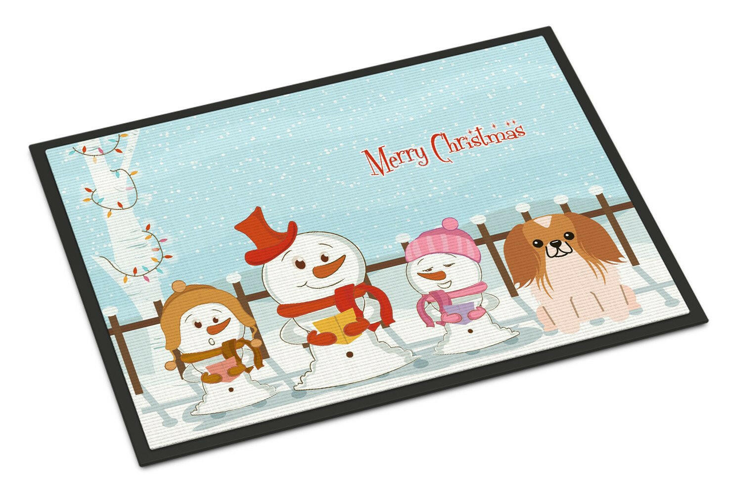 Merry Christmas Carolers Pekingnese Red White Indoor or Outdoor Mat 24x36 BB2434JMAT - the-store.com