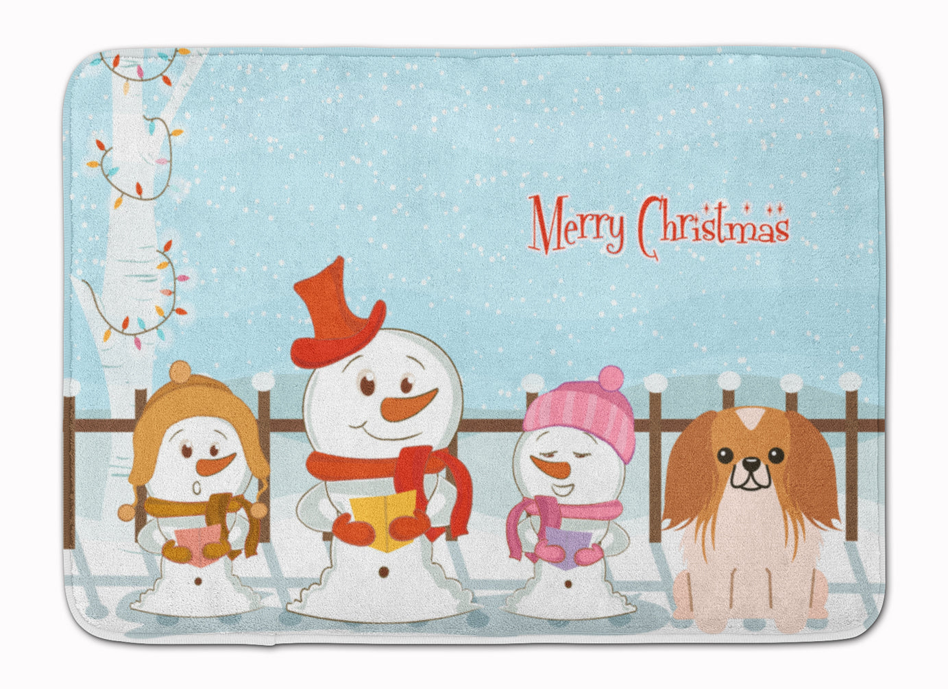 Merry Christmas Carolers Pekingnese Red White Machine Washable Memory Foam Mat BB2434RUG - the-store.com