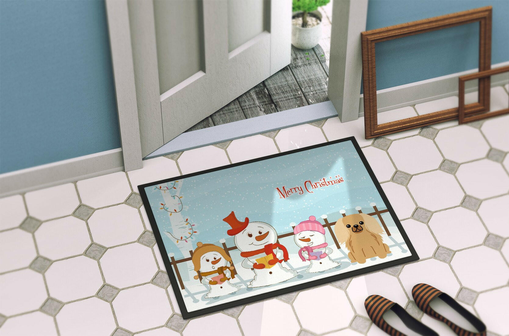 Merry Christmas Carolers Pekingnese Fawn Sable Indoor or Outdoor Mat 24x36 BB2435JMAT - the-store.com