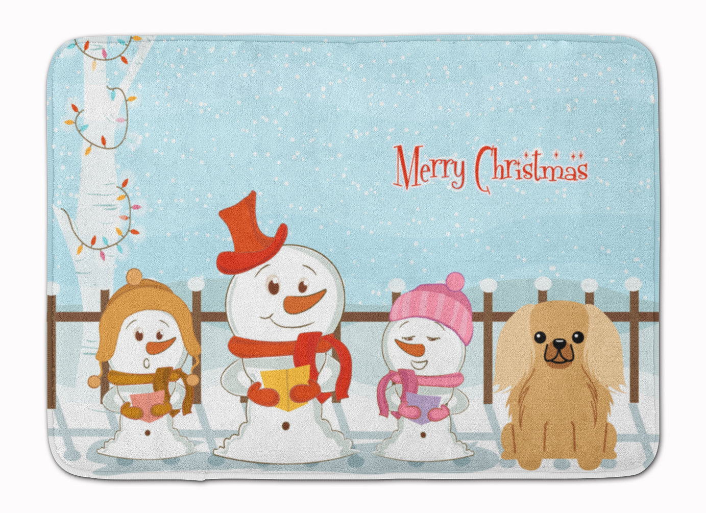 Merry Christmas Carolers Pekingnese Fawn Sable Machine Washable Memory Foam Mat BB2435RUG - the-store.com