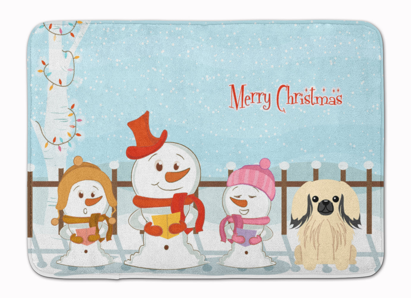 Merry Christmas Carolers Pekingnese Cream Machine Washable Memory Foam Mat BB2437RUG - the-store.com