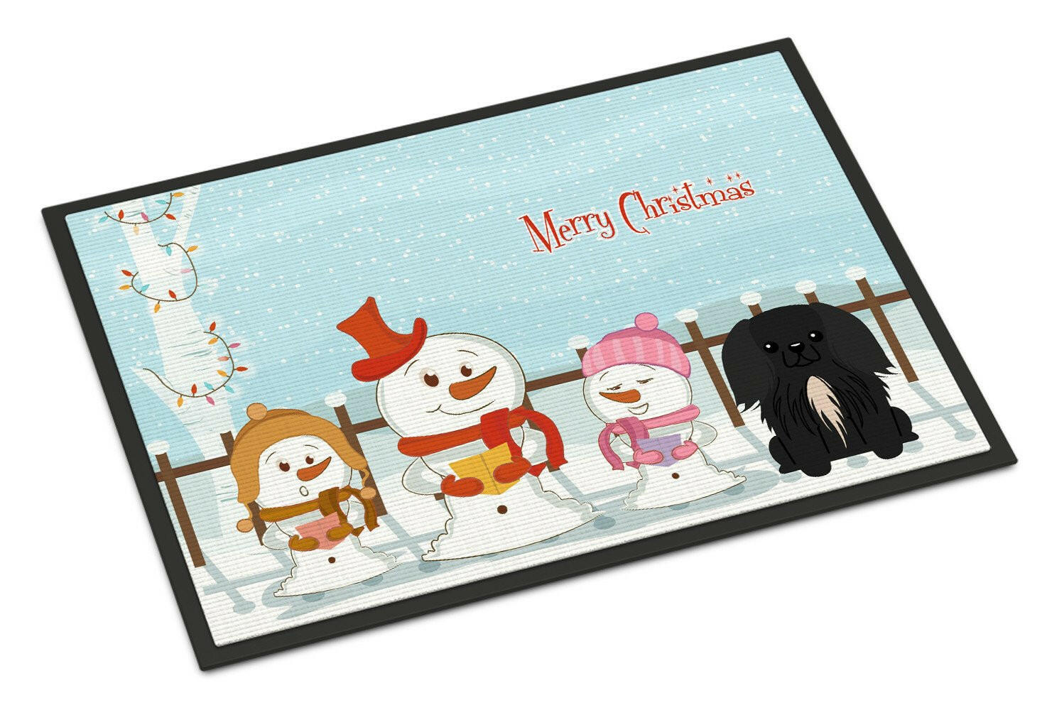 Merry Christmas Carolers Pekingnese Black Indoor or Outdoor Mat 24x36 BB2438JMAT - the-store.com