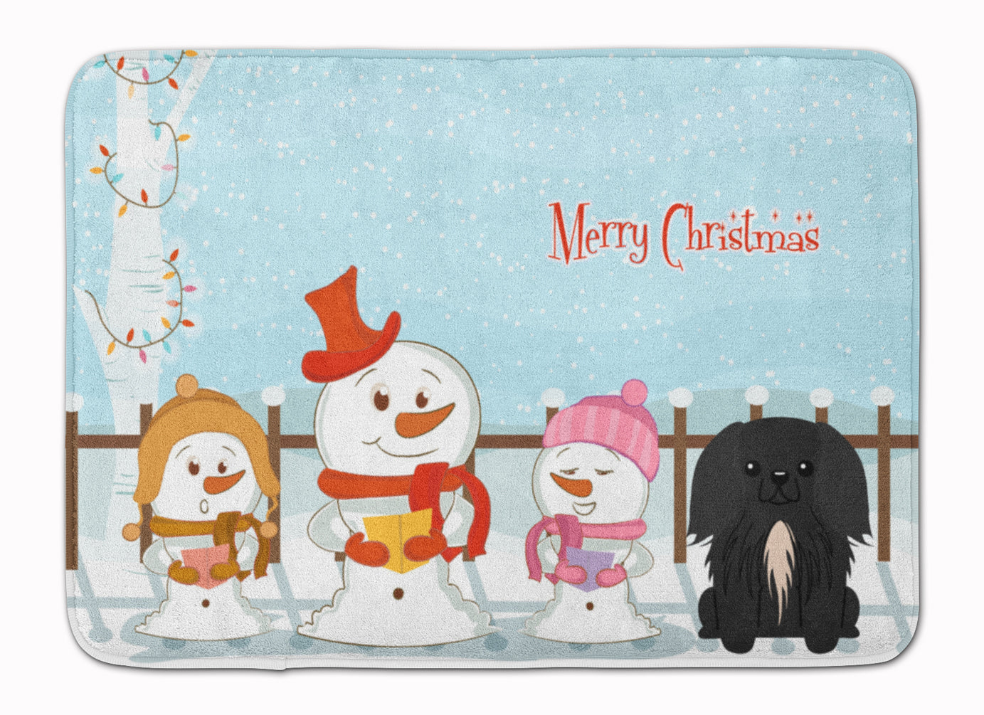 Merry Christmas Carolers Pekingnese Black Machine Washable Memory Foam Mat BB2438RUG - the-store.com