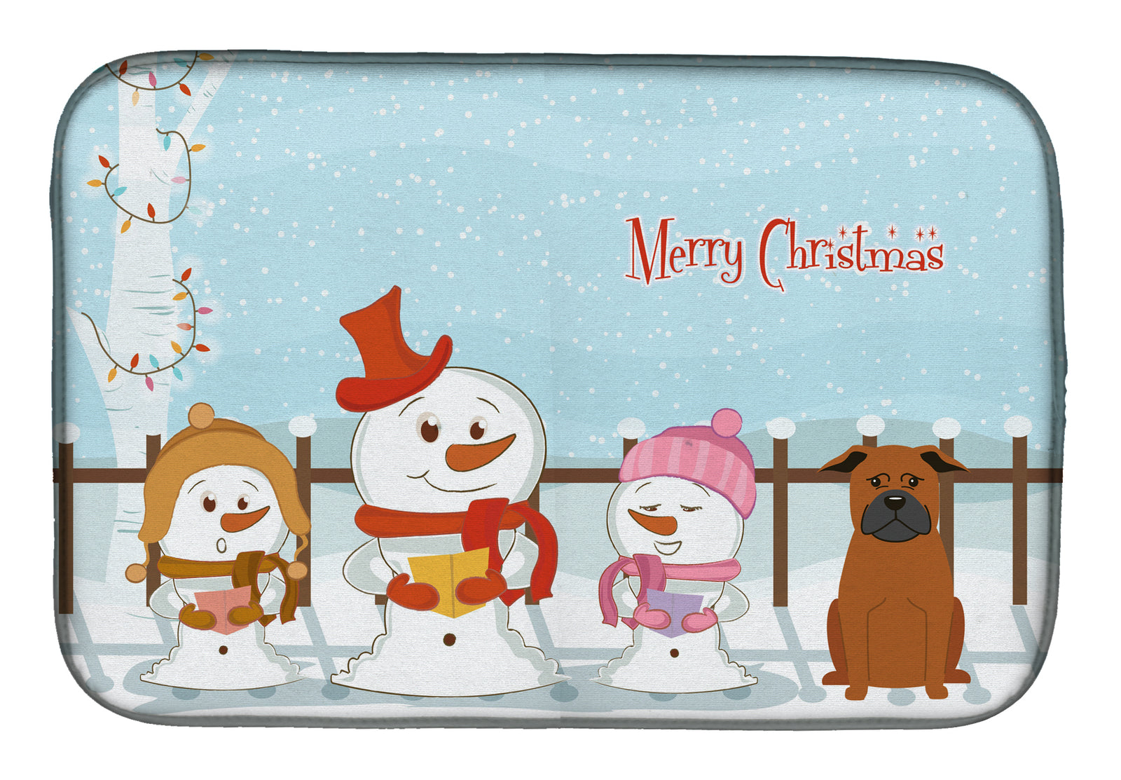 Merry Christmas Carolers Chinese Chongqing Dog Dish Drying Mat BB2442DDM  the-store.com.