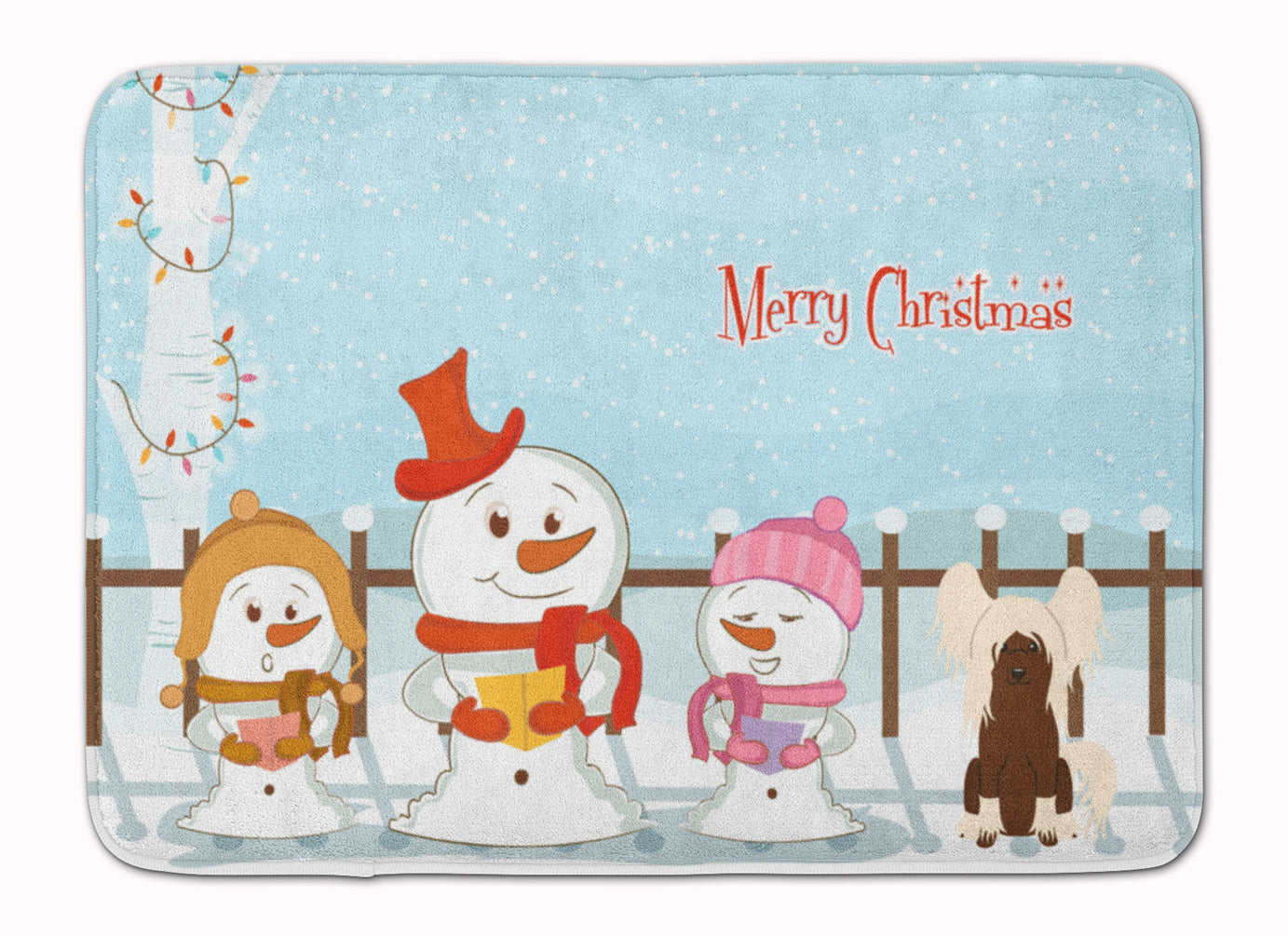 Merry Christmas Carolers Chinese Crested Cream Machine Washable Memory Foam Mat BB2444RUG - the-store.com