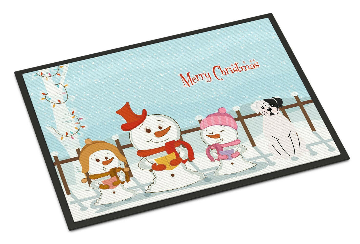 Merry Christmas Carolers White Boxer Cooper Indoor or Outdoor Mat 24x36 BB2445JMAT - the-store.com