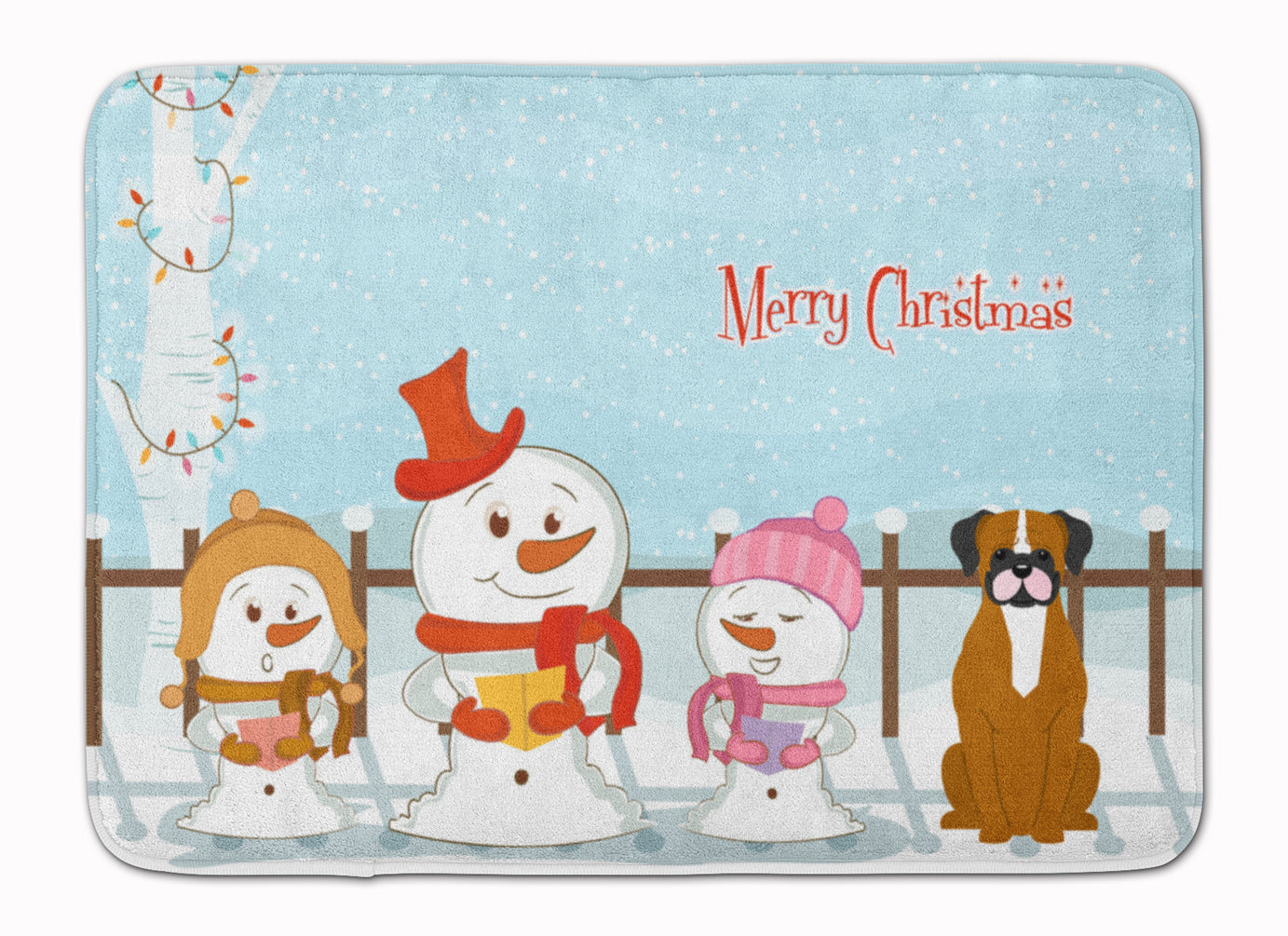 Merry Christmas Carolers Flashy Fawn Boxer Machine Washable Memory Foam Mat BB2447RUG - the-store.com