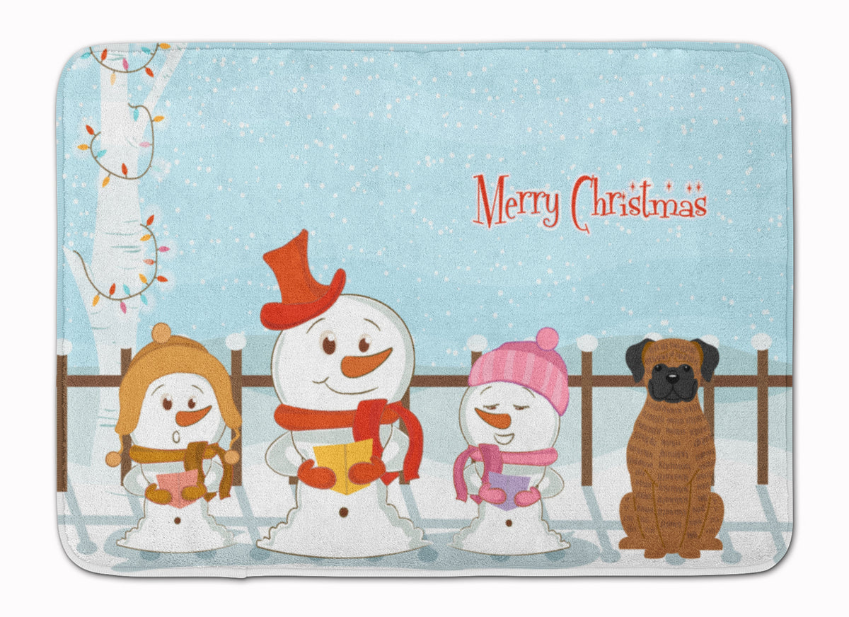 Merry Christmas Carolers Brindle Boxer Machine Washable Memory Foam Mat BB2448RUG - the-store.com