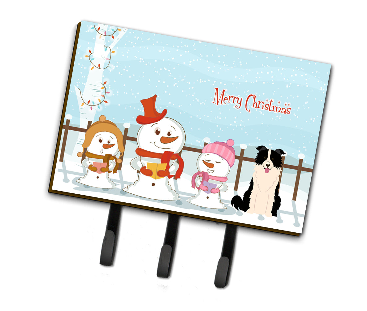 Merry Christmas Carolers Border Collie Black White Leash or Key Holder BB2449TH68  the-store.com.