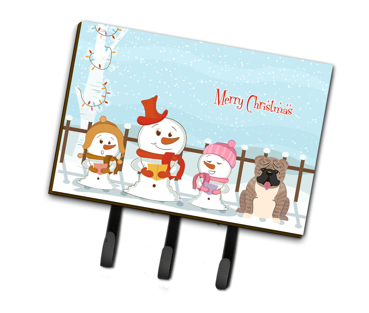 Merry Christmas Carolers English Bulldog Grey Brindle  Leash or Key Holder BB2457TH68  the-store.com.