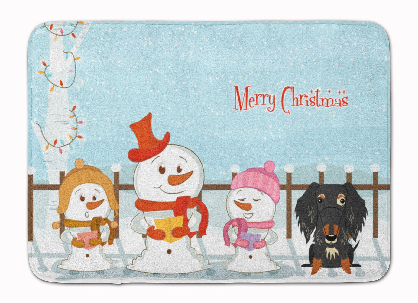 Merry Christmas Carolers Wire Haired Dachshund Dapple Machine Washable Memory Foam Mat BB2459RUG - the-store.com