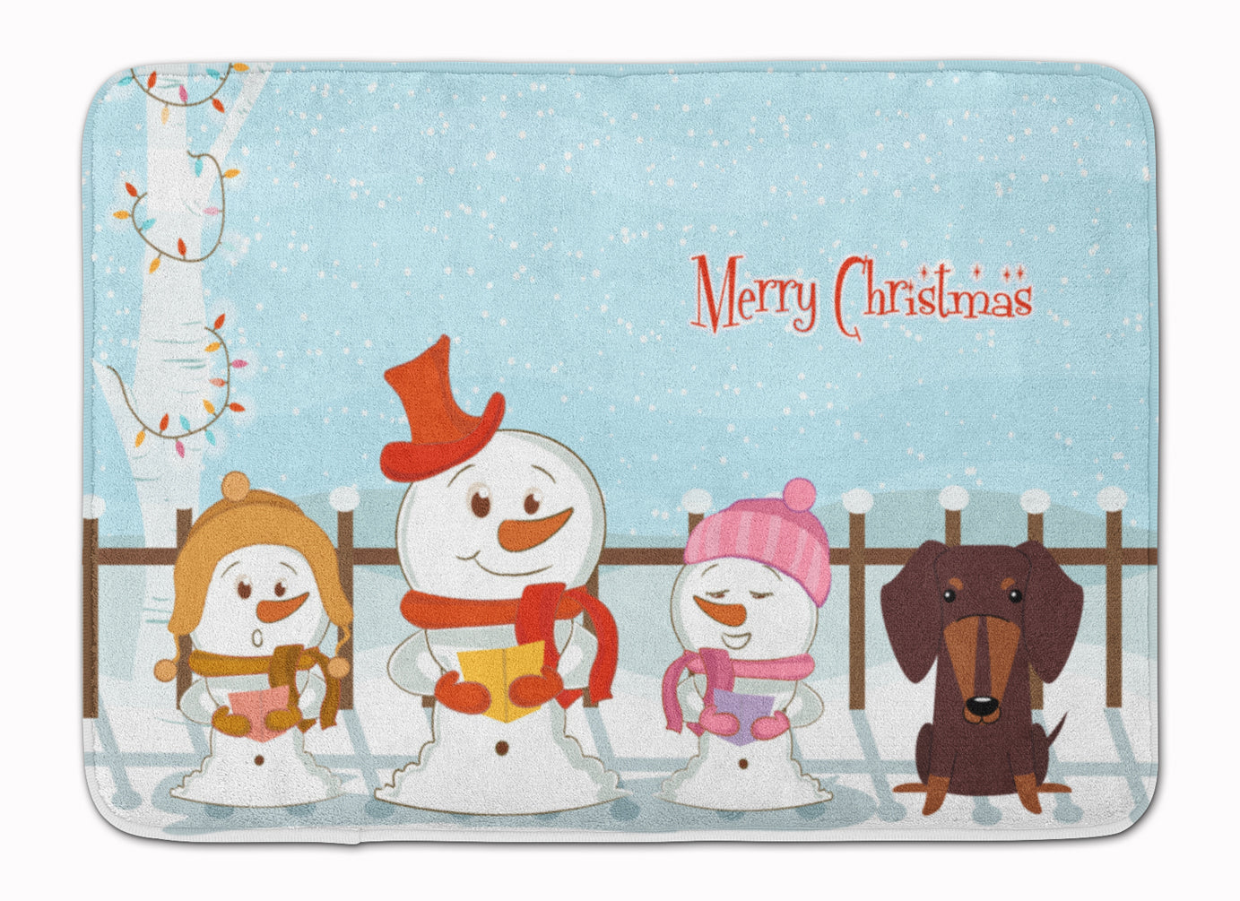 Merry Christmas Carolers Dachshund Chocolate Machine Washable Memory Foam Mat BB2462RUG - the-store.com