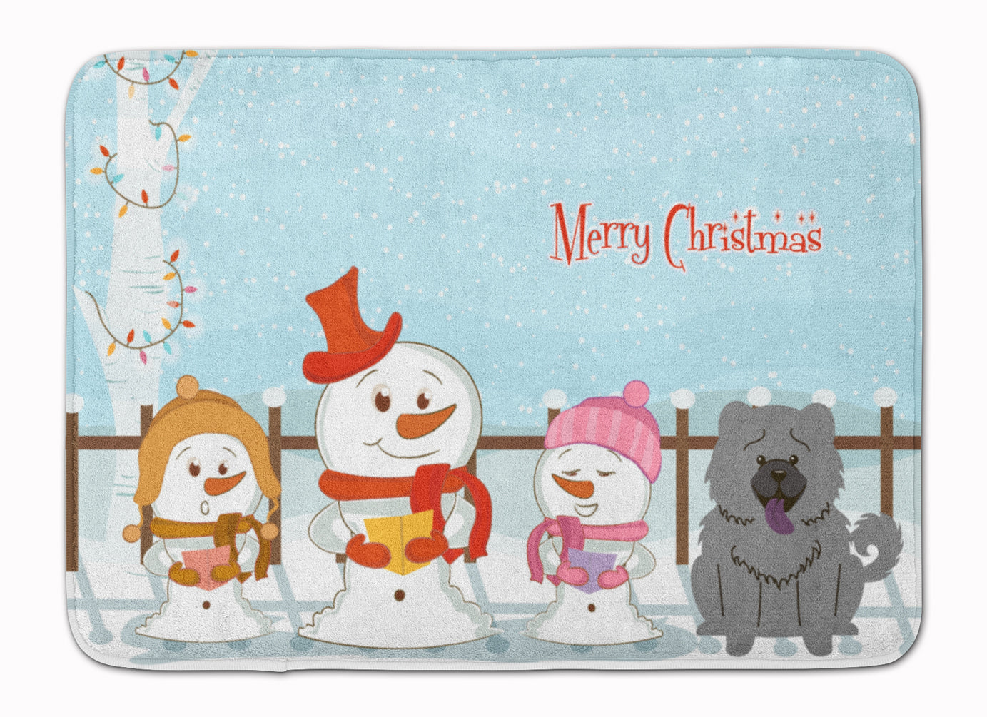 Merry Christmas Carolers Chow Chow Blue Machine Washable Memory Foam Mat BB2470RUG - the-store.com