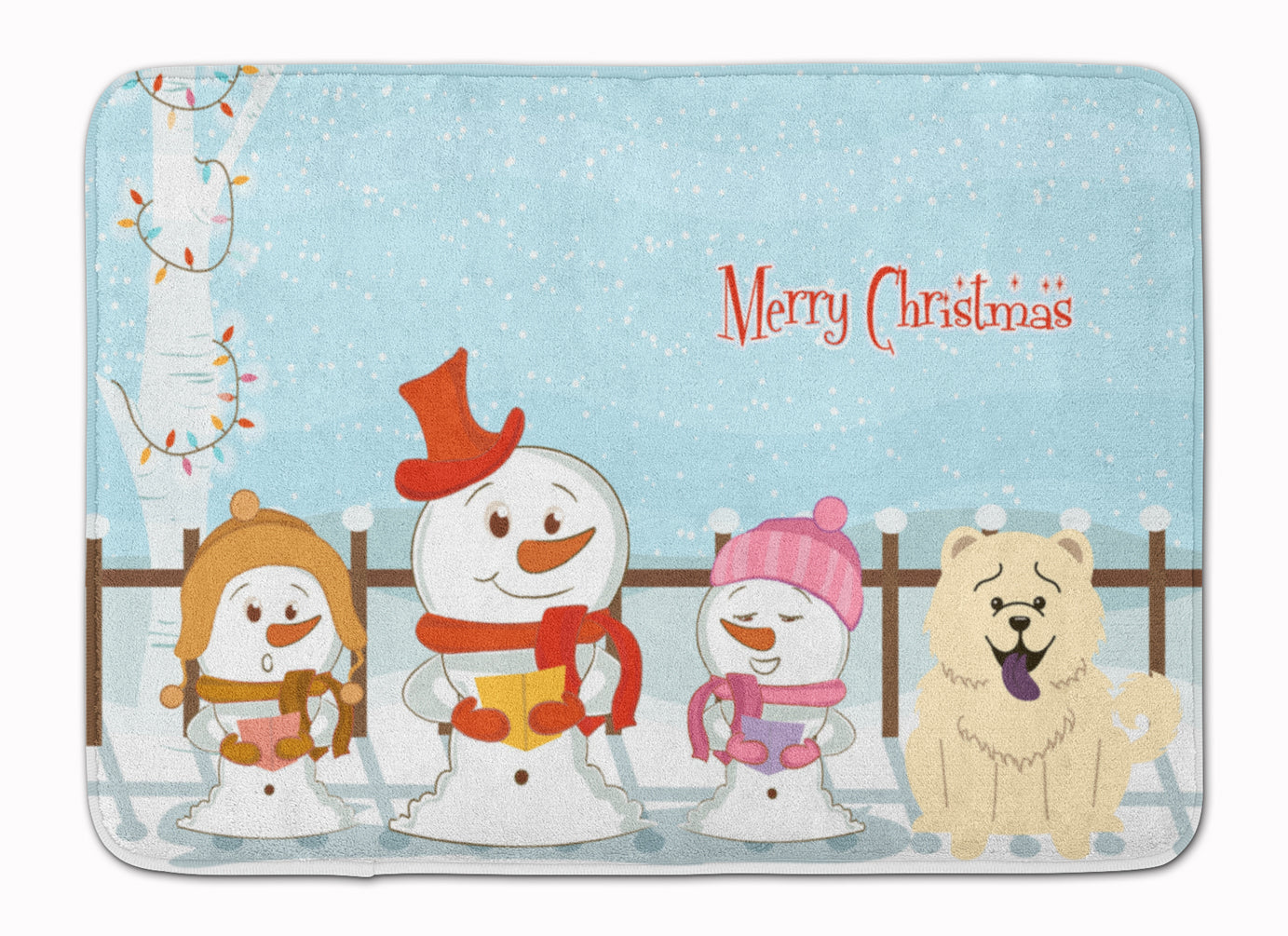 Merry Christmas Carolers Chow Chow White Machine Washable Memory Foam Mat BB2471RUG - the-store.com